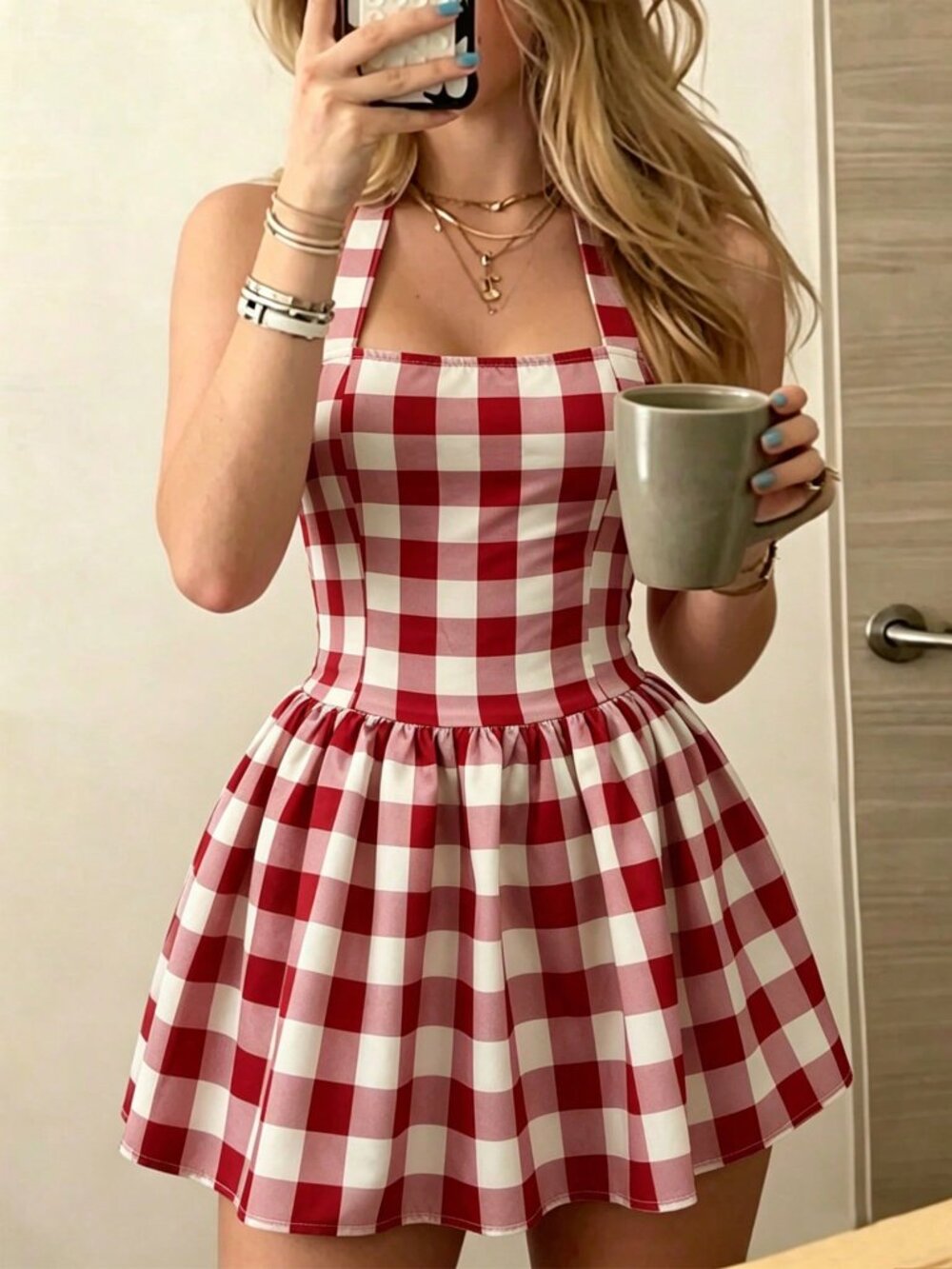 Multicolor Elegant Women's Chic Flared Mini Sundress - Picture 5 of 5